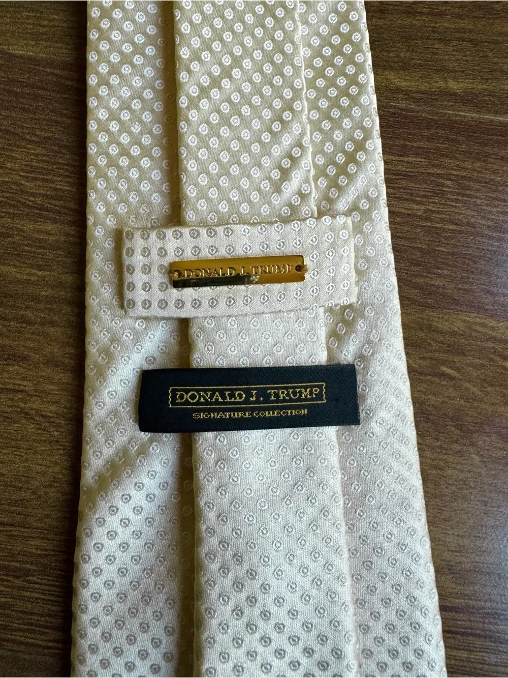 Classic DONALD J. TRUMP Cream Men's Tie - Textured Microdot Pattern